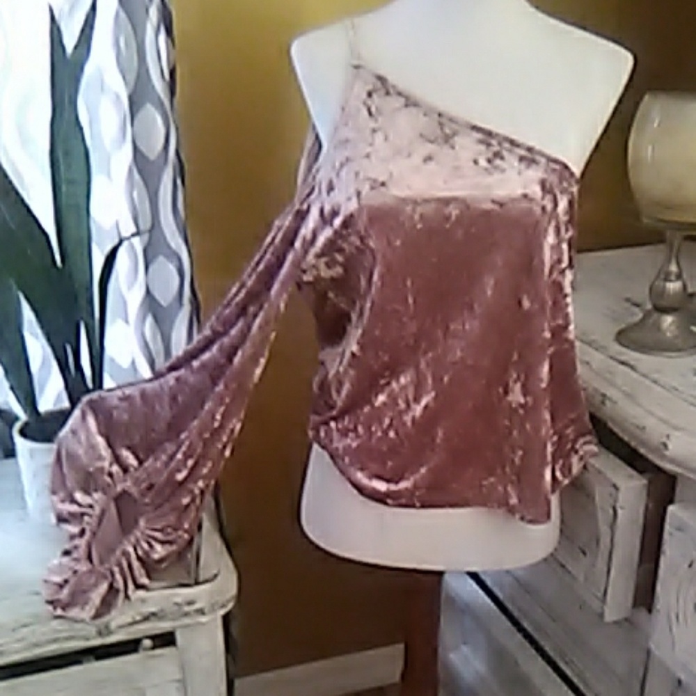Leith one shoulder velvet shirt